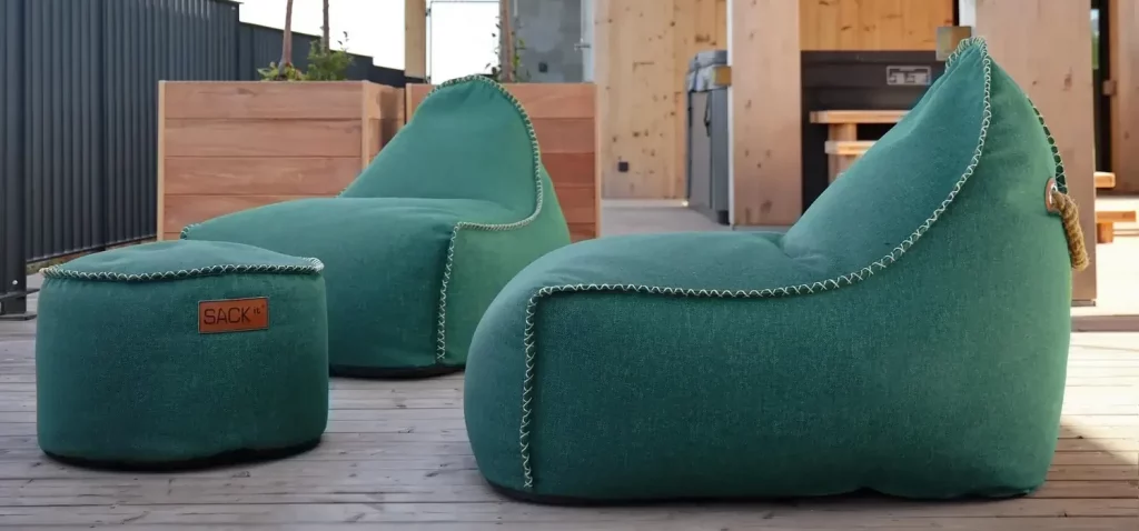 Cobana Lounge Chair + Pouf Petrol Melange